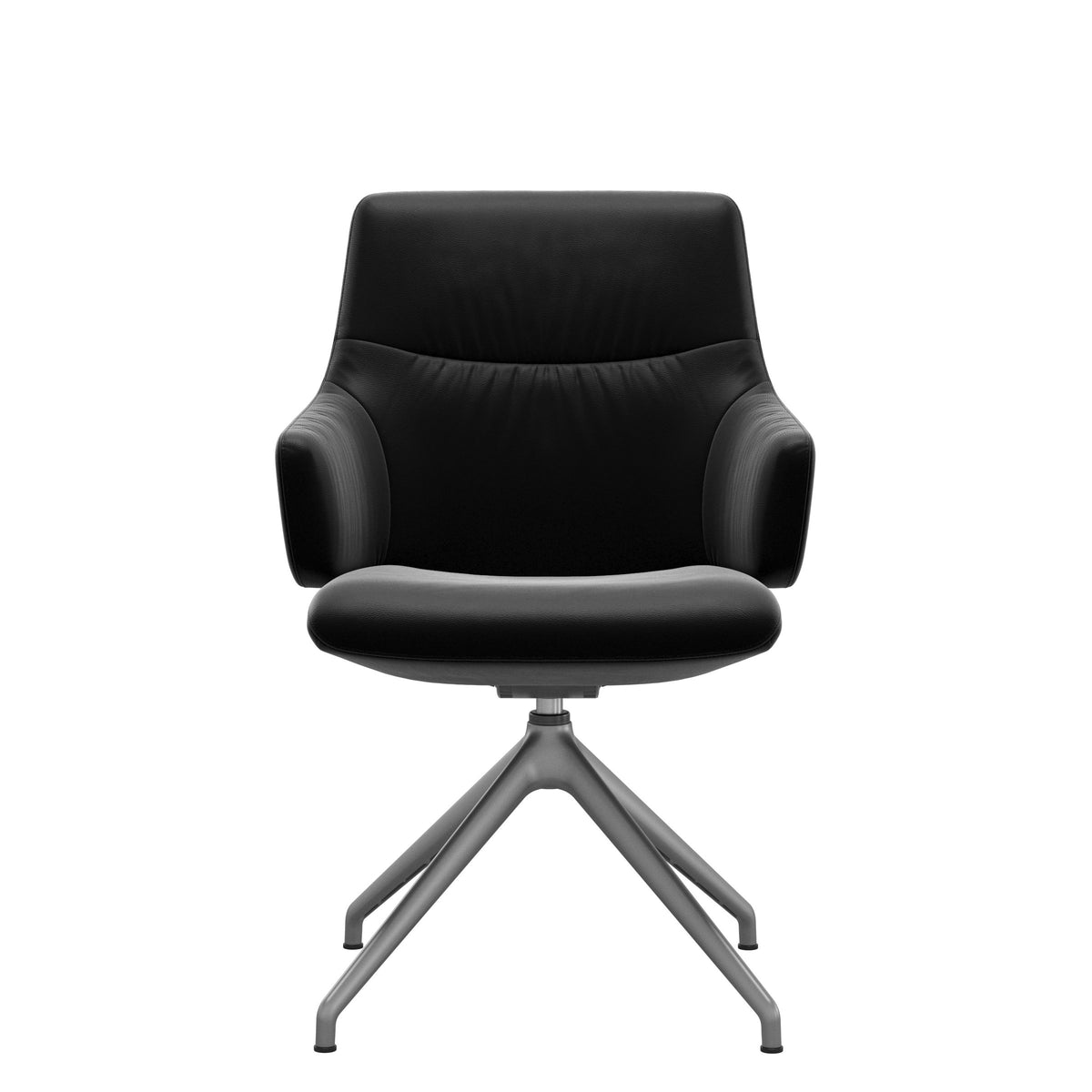 Stressless Mint Low Back Dining Chair – D350 - With Arms - Paloma Black - Satin Silver base