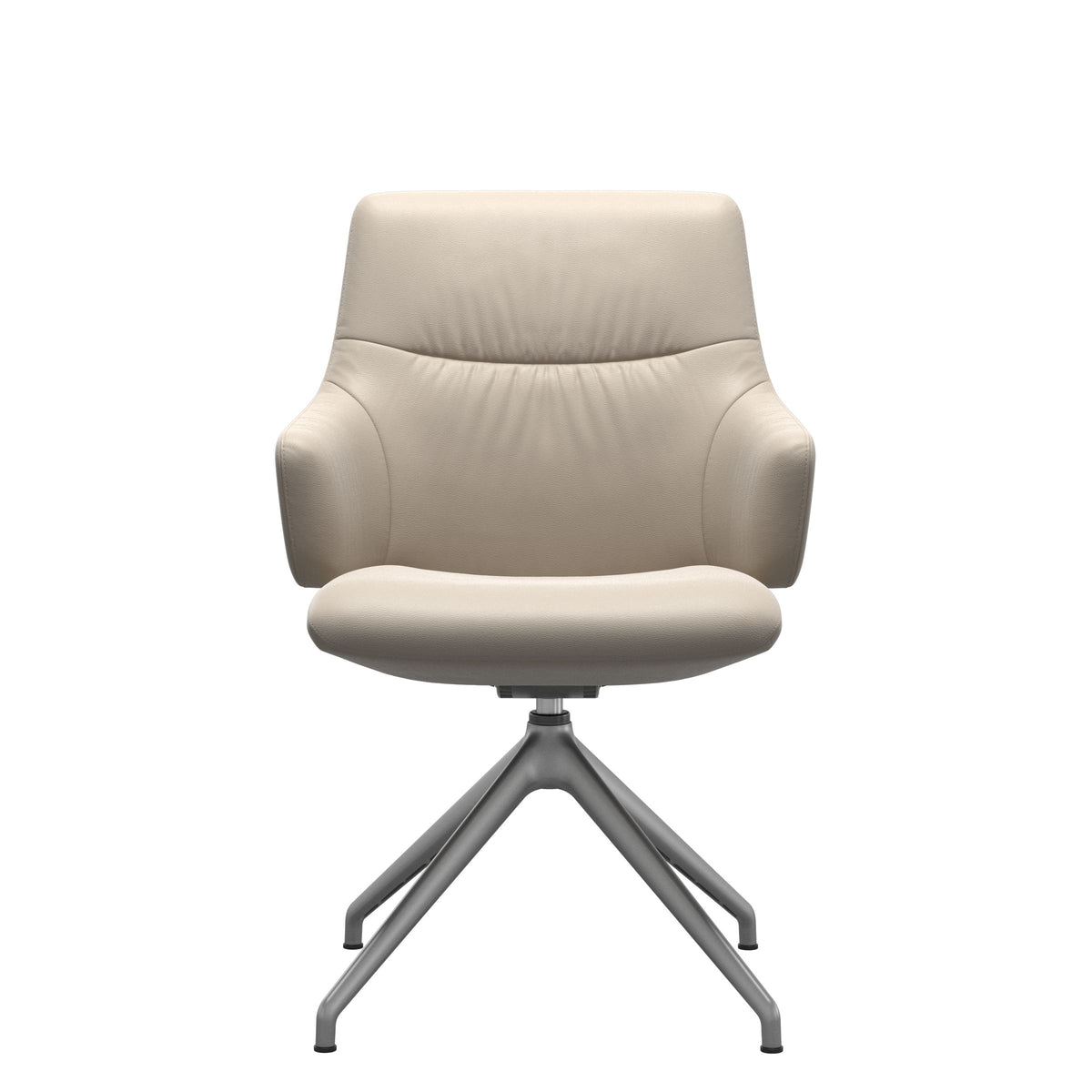 Stressless Mint Low Back Dining Chair – D350 - With Arms - Paloma Fog - Satin Silver base