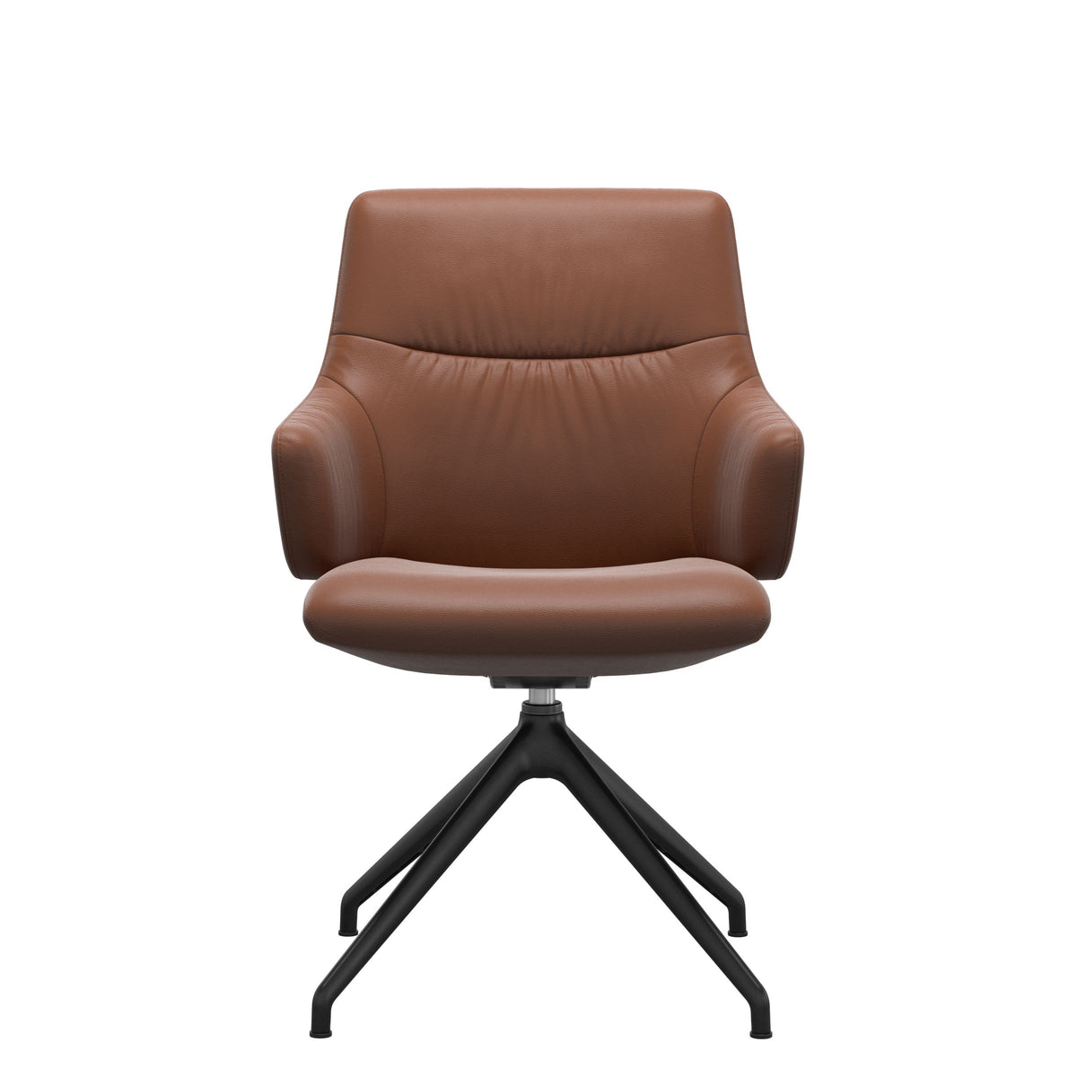 Stressless Mint Low Back Dining Chair – D350 - With Arms - Paloma New Cognac - Matte Black base