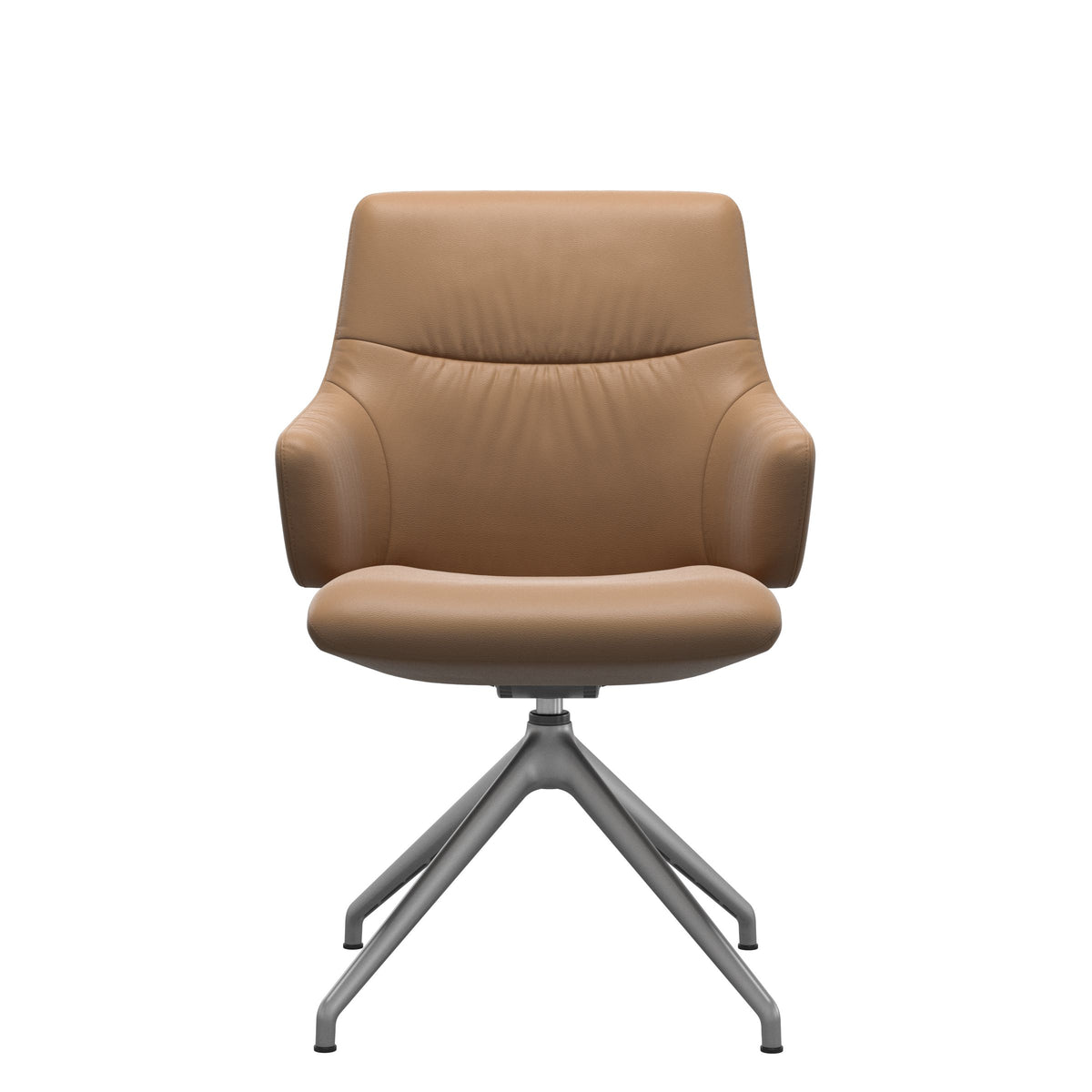 Stressless Mint Low Back Dining Chair – D350 - With Arms - Paloma Taupe - Satin Silver base