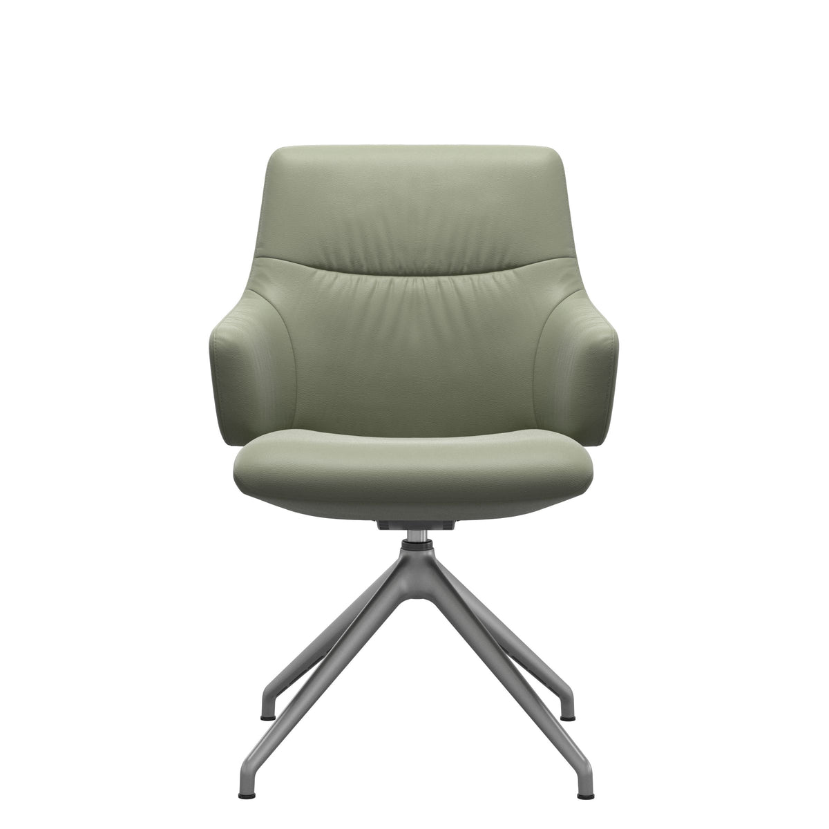 Stressless Mint Low Back Dining Chair – D350 - With Arms - Paloma Shadow Green - Satin Silver base