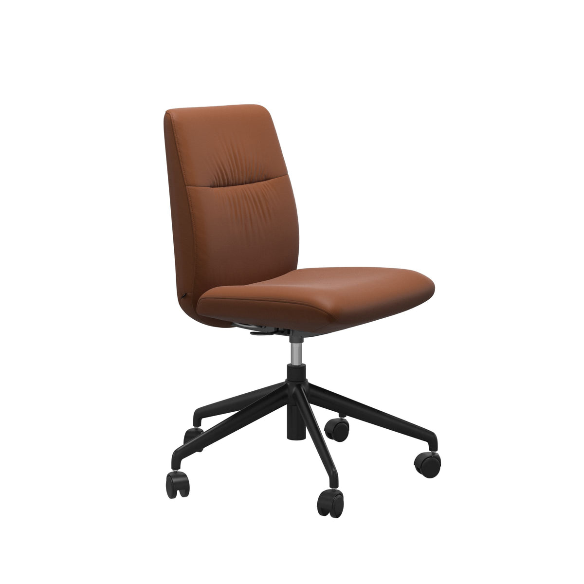Stressless Mint Low Back Home Office Chair - Without Arms - Paloma New Cognac - Matte Black base