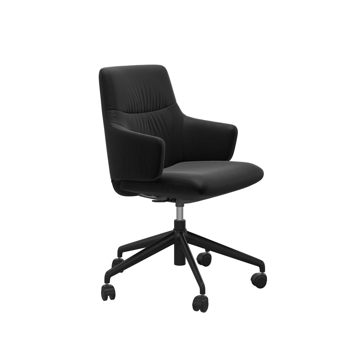 Stressless Mint Low Back Home Office Chair - With Arms - Paloma Black - Matte Black base