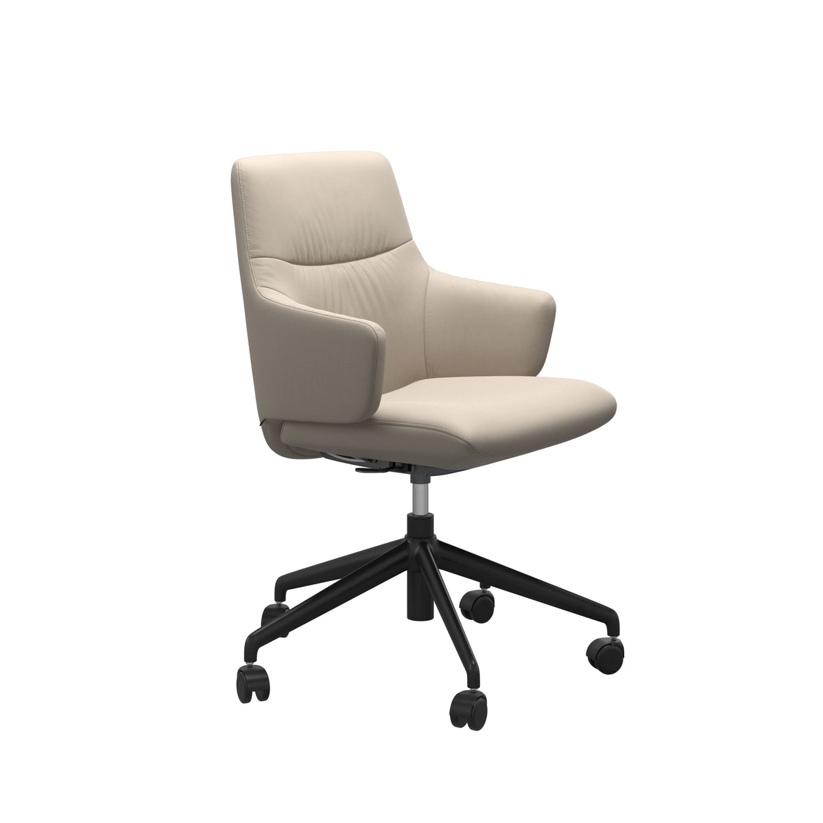 Stressless Mint Low Back Home Office Chair - With Arms - Paloma Fog - Matte Black base
