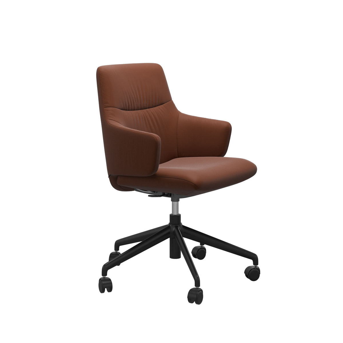 Stressless Mint Low Back Home Office Chair - With Arms - Paloma Copper - Matte Black base