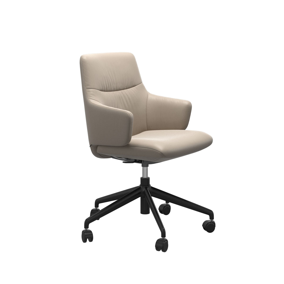 Stressless Mint Low Back Home Office Chair - With Arms - Paloma Mushroom - Matte Black base