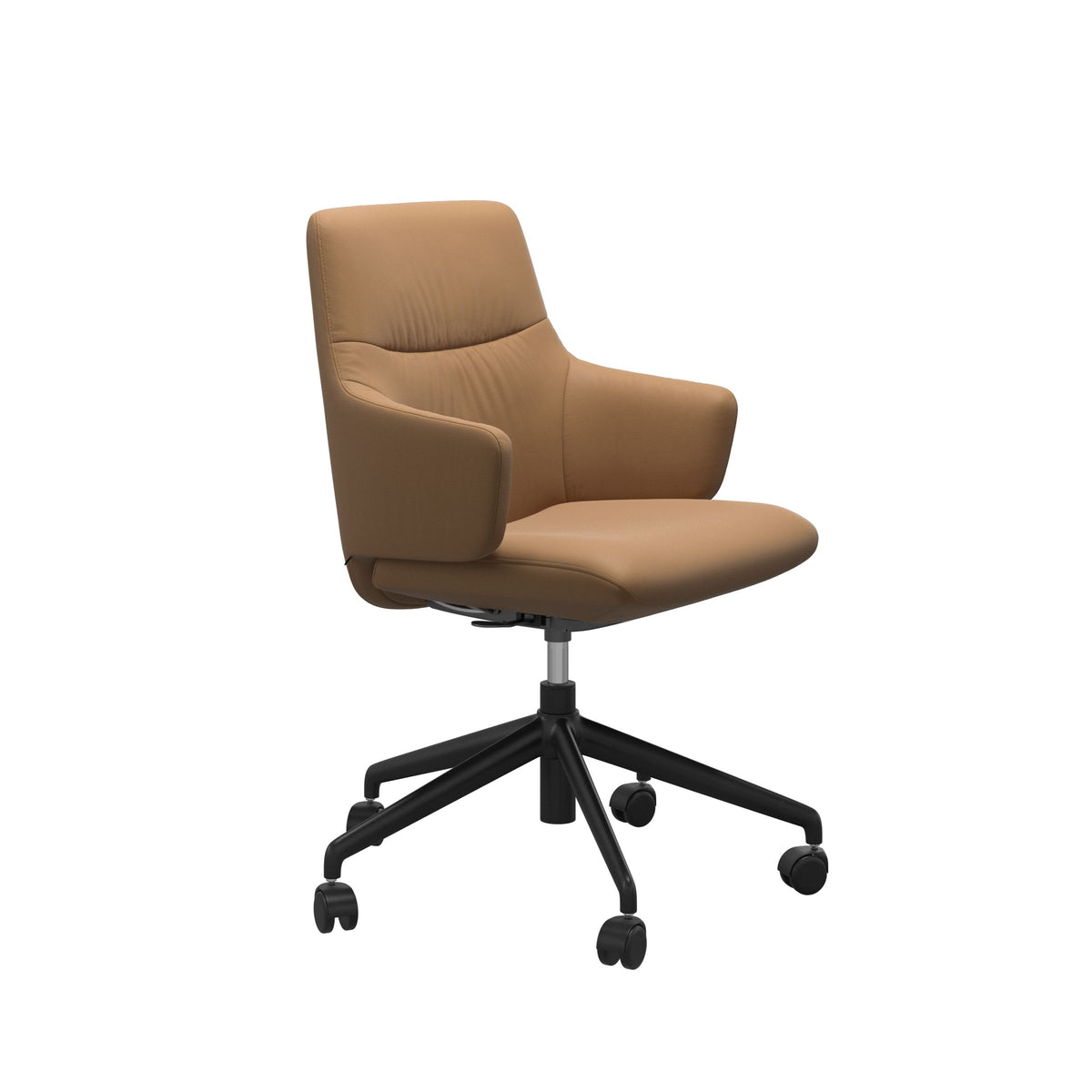 Stressless Mint Low Back Home Office Chair - With Arms - Paloma Taupe - Matte Black base