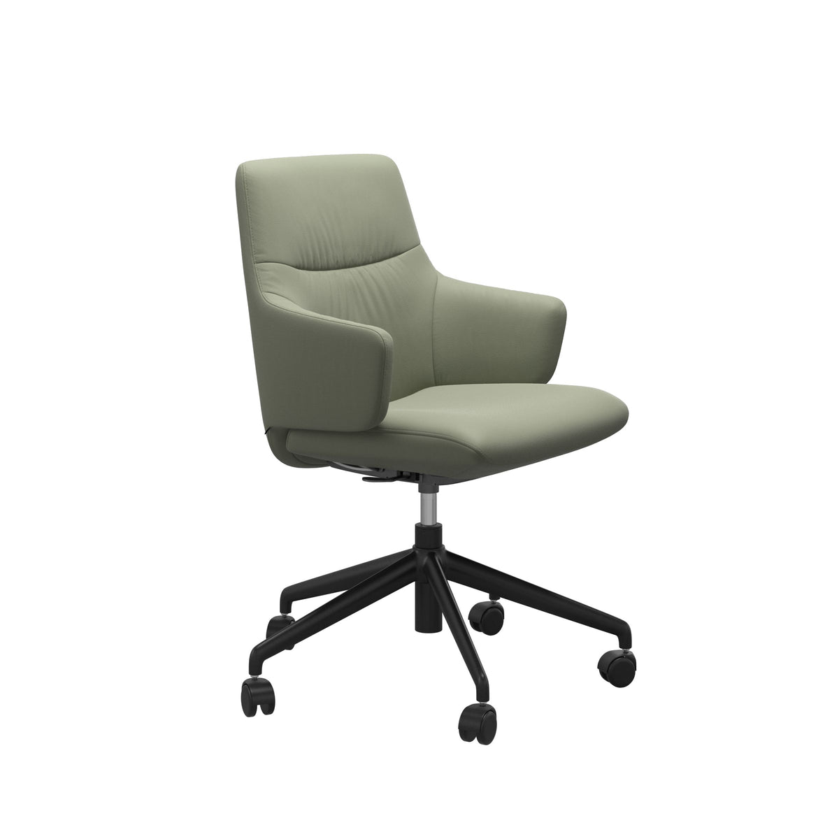 Stressless Mint Low Back Home Office Chair - With Arms - Paloma Shadow Green - Matte Black base