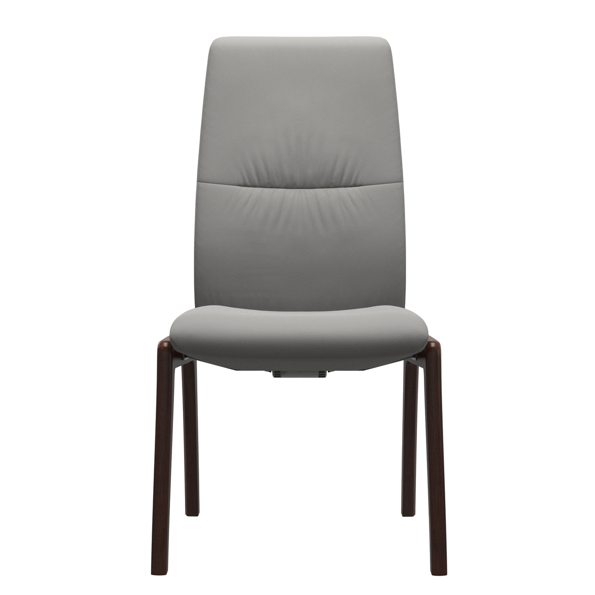 Stressless Mint High Back Dining Chair – D100 - Without Arms - Paloma Silver Grey - Brown legs