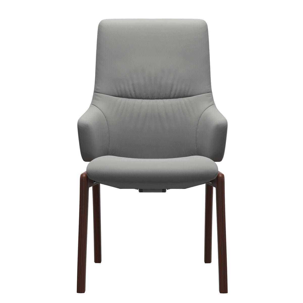 Stressless Mint High Back Dining Chair – D100 - With Arms - Paloma Silver Grey - Walnut legs