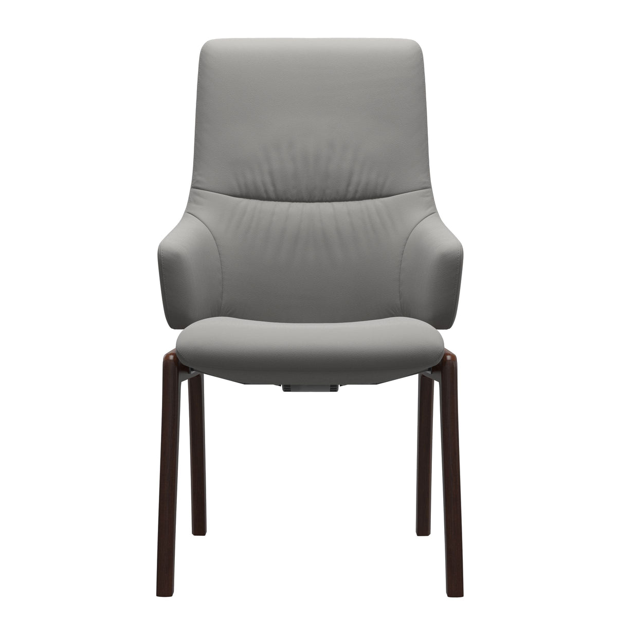 Stressless Mint High Back Dining Chair – D100 - With Arms - Paloma Silver Grey - Brown legs