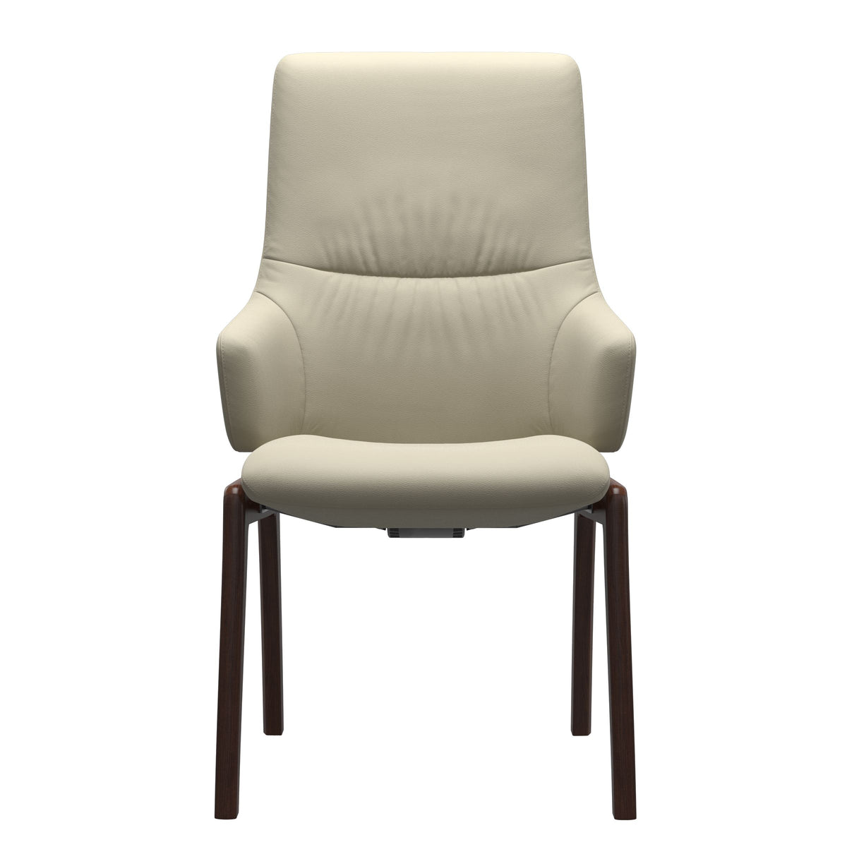 Stressless Mint High Back Dining Chair – D100 - With Arms - Paloma Light Grey - Brown legs