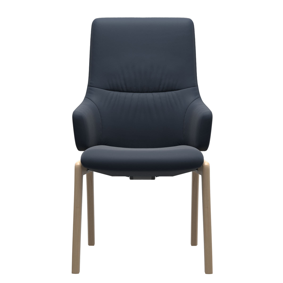 Stressless Mint High Back Dining Chair – D100 - With Arms - Paloma Oxford Blue - Natural legs