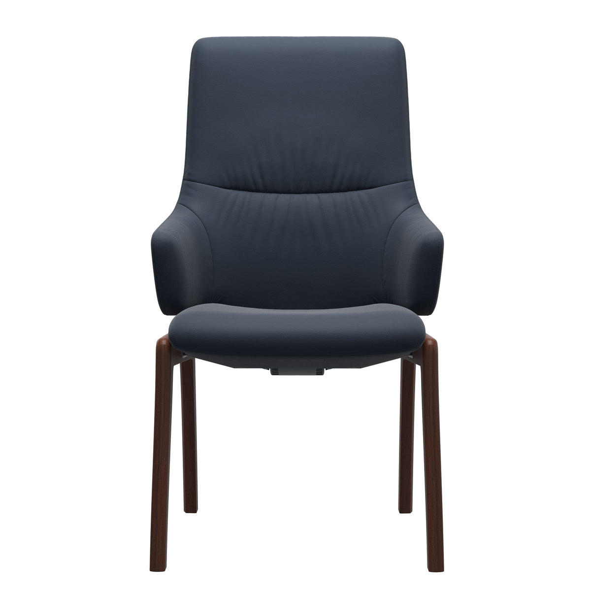 Stressless Mint High Back Dining Chair – D100 - With Arms - Paloma Oxford Blue - Walnut legs