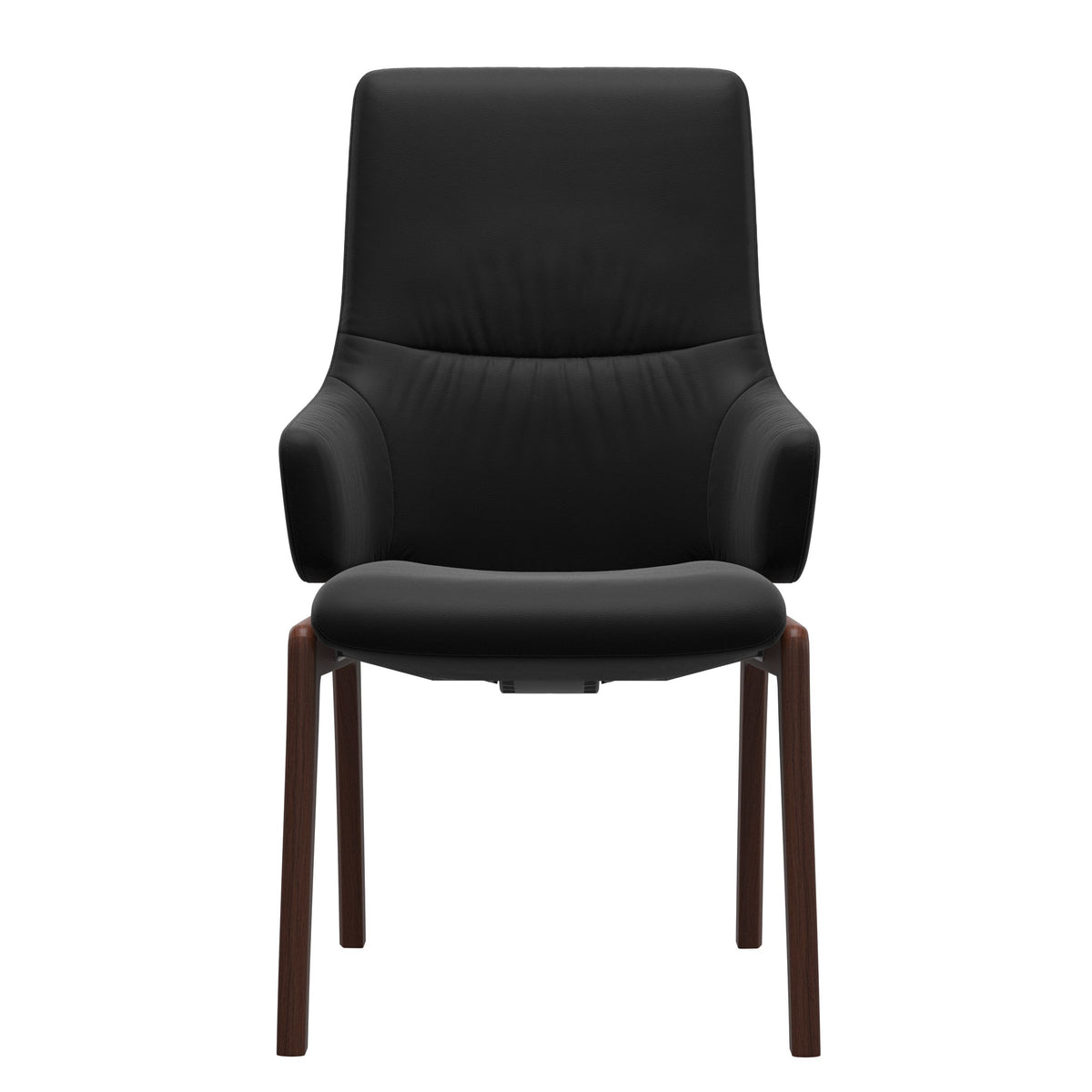 Stressless Mint High Back Dining Chair – D100 - With Arms - Paloma Black - Walnut legs
