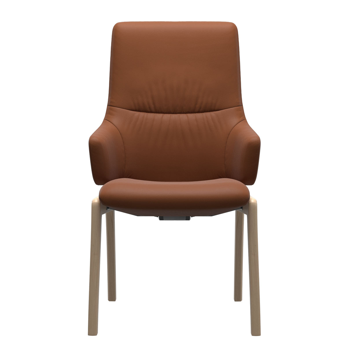 Stressless Mint High Back Dining Chair – D100 - With Arms - Paloma New Cognac - Natural legs