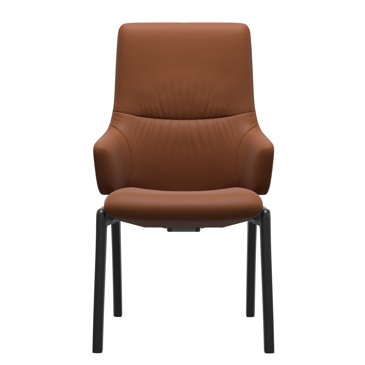 Stressless Mint High Back Dining Chair – D100 - With Arms - Paloma New Cognac - Black legs