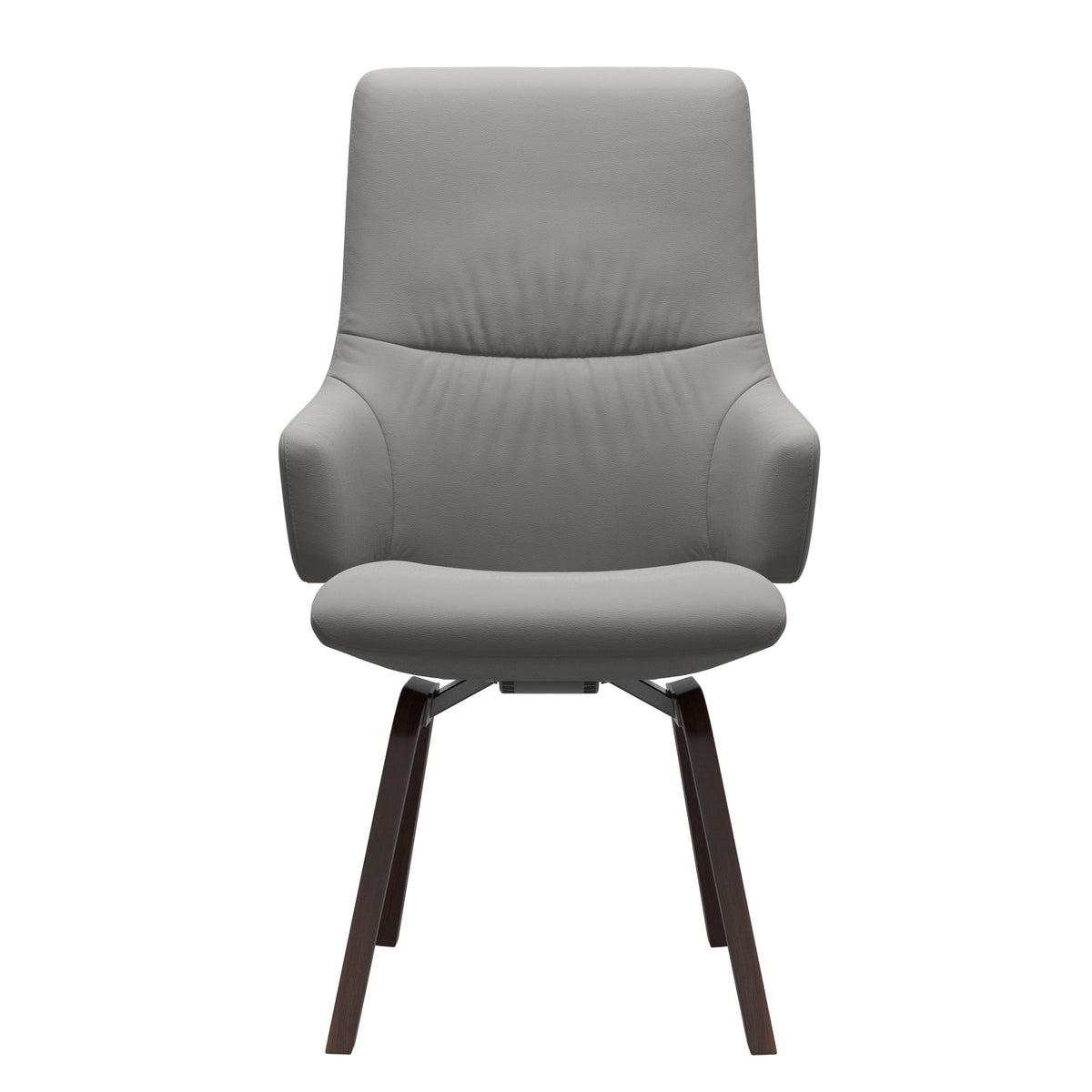 Stressless Mint High Back Dining Chair – D200 - With Arms - Paloma Silver Grey - Brown legs