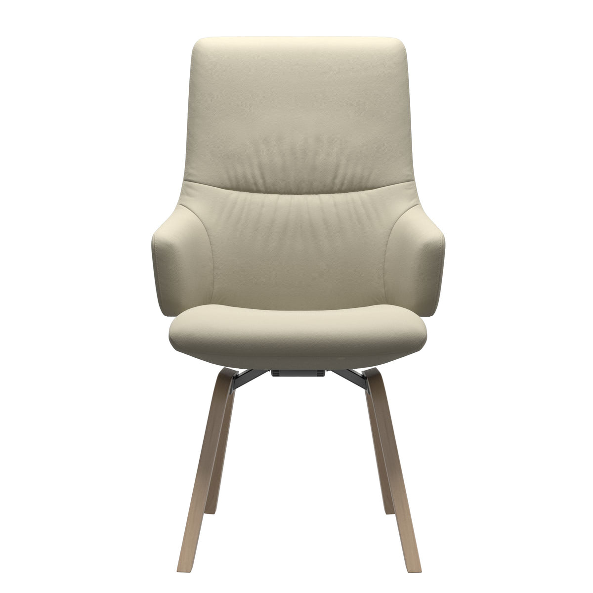 Stressless Mint High Back Dining Chair – D200 - With Arms - Paloma Light Grey - Natural legs