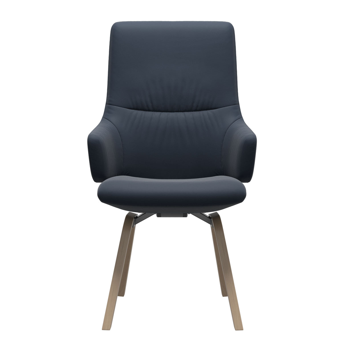 Stressless Mint High Back Dining Chair – D200 - With Arms - Paloma Oxford Blue - Natural legs