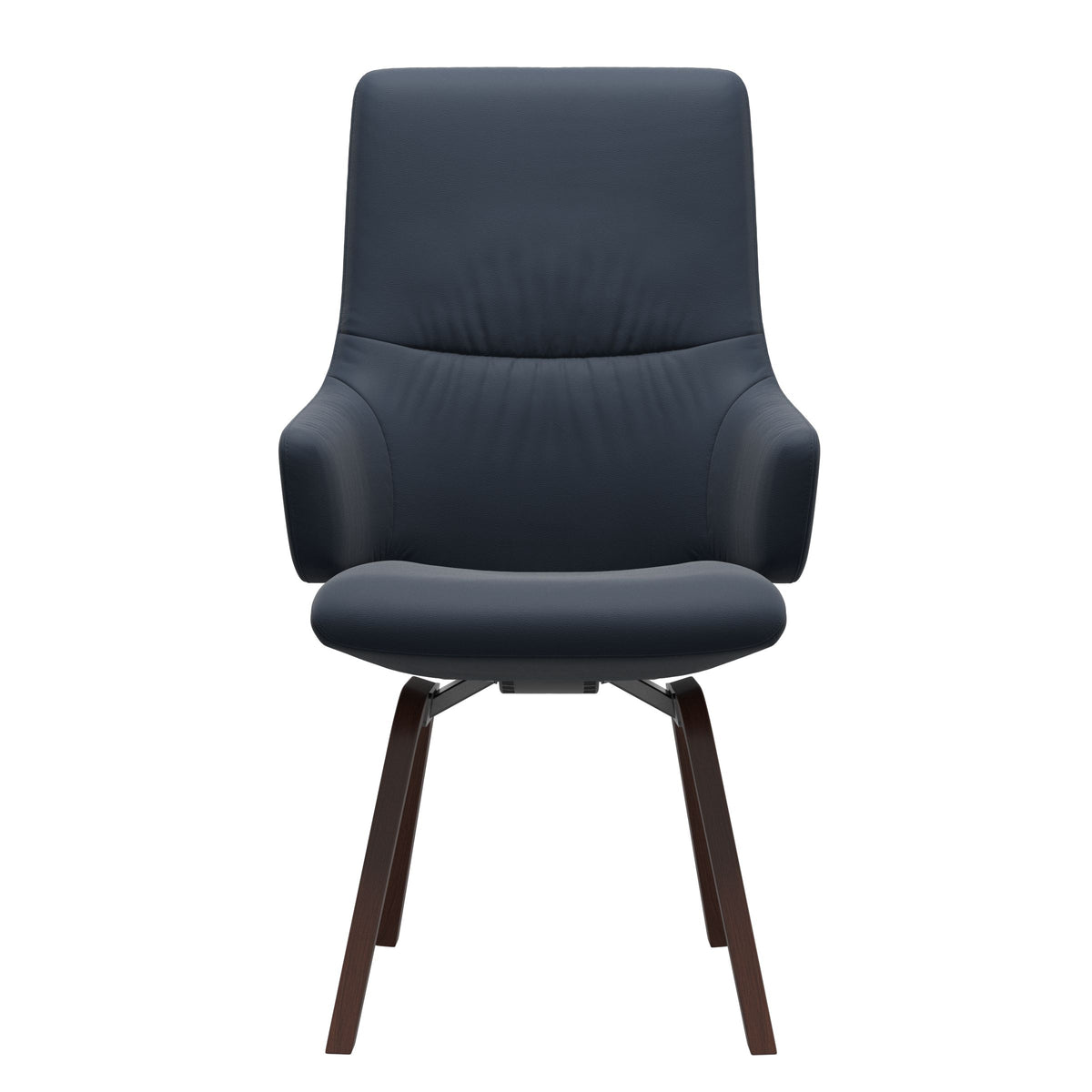 Stressless Mint High Back Dining Chair – D200 - With Arms - Paloma Oxford Blue - Walnut legs
