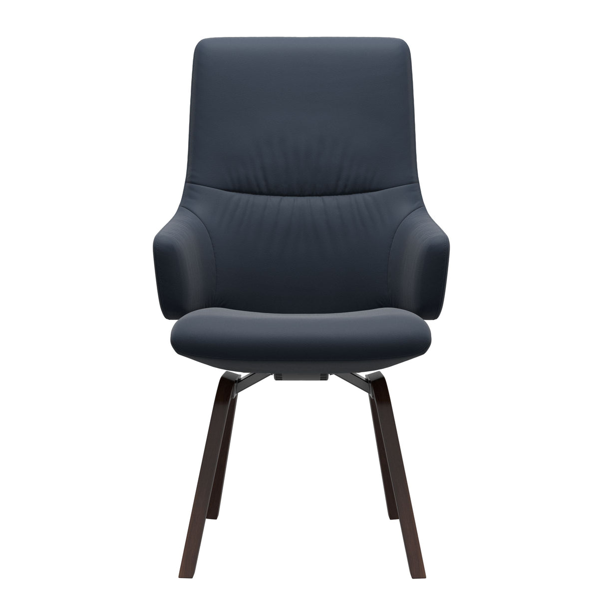 Stressless Mint High Back Dining Chair – D200 - With Arms - Paloma Oxford Blue - Brown legs