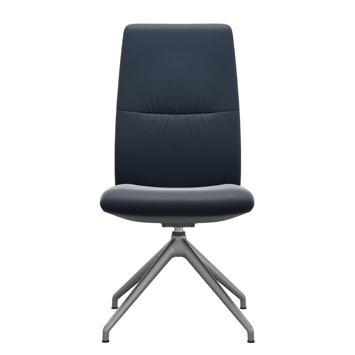 Stressless Mint High Back Dining Chair – D350 - Without Arms - Paloma Oxford Blue - Satin Silver base