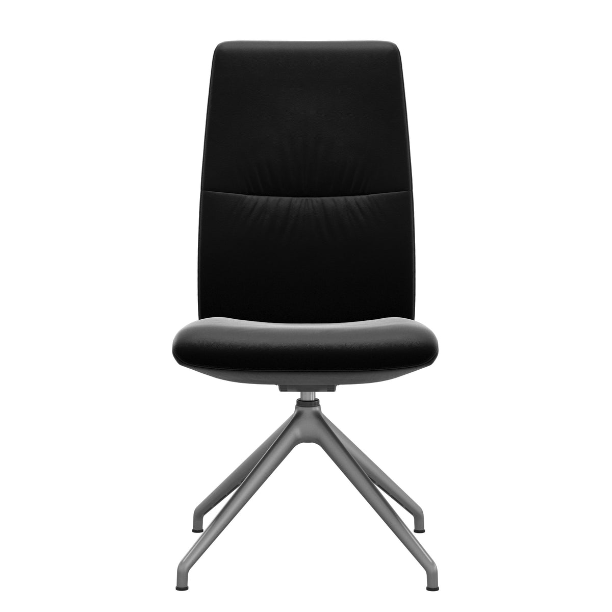 Stressless Mint High Back Dining Chair – D350 - Without Arms - Paloma Black - Satin Silver base