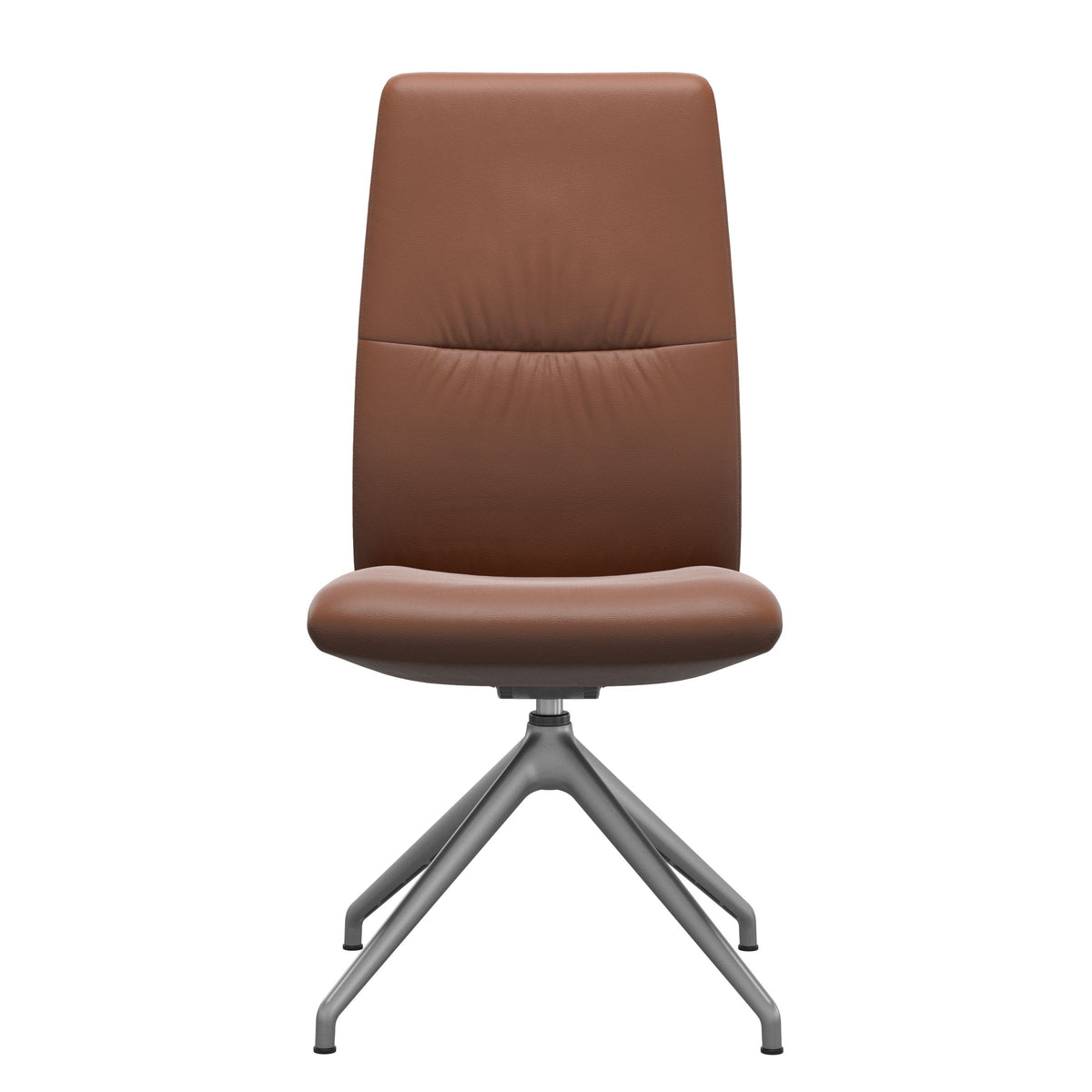 Stressless Mint High Back Dining Chair – D350 - Without Arms - Paloma New Cognac - Satin Silver base