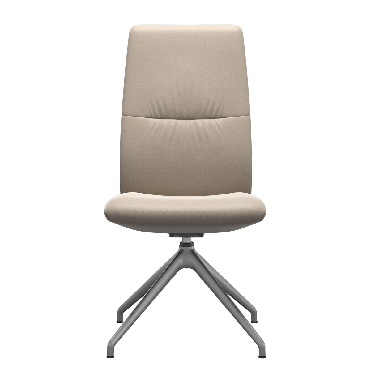 Stressless Mint High Back Dining Chair – D350 - Without Arms - Paloma Mushroom - Satin Silver base