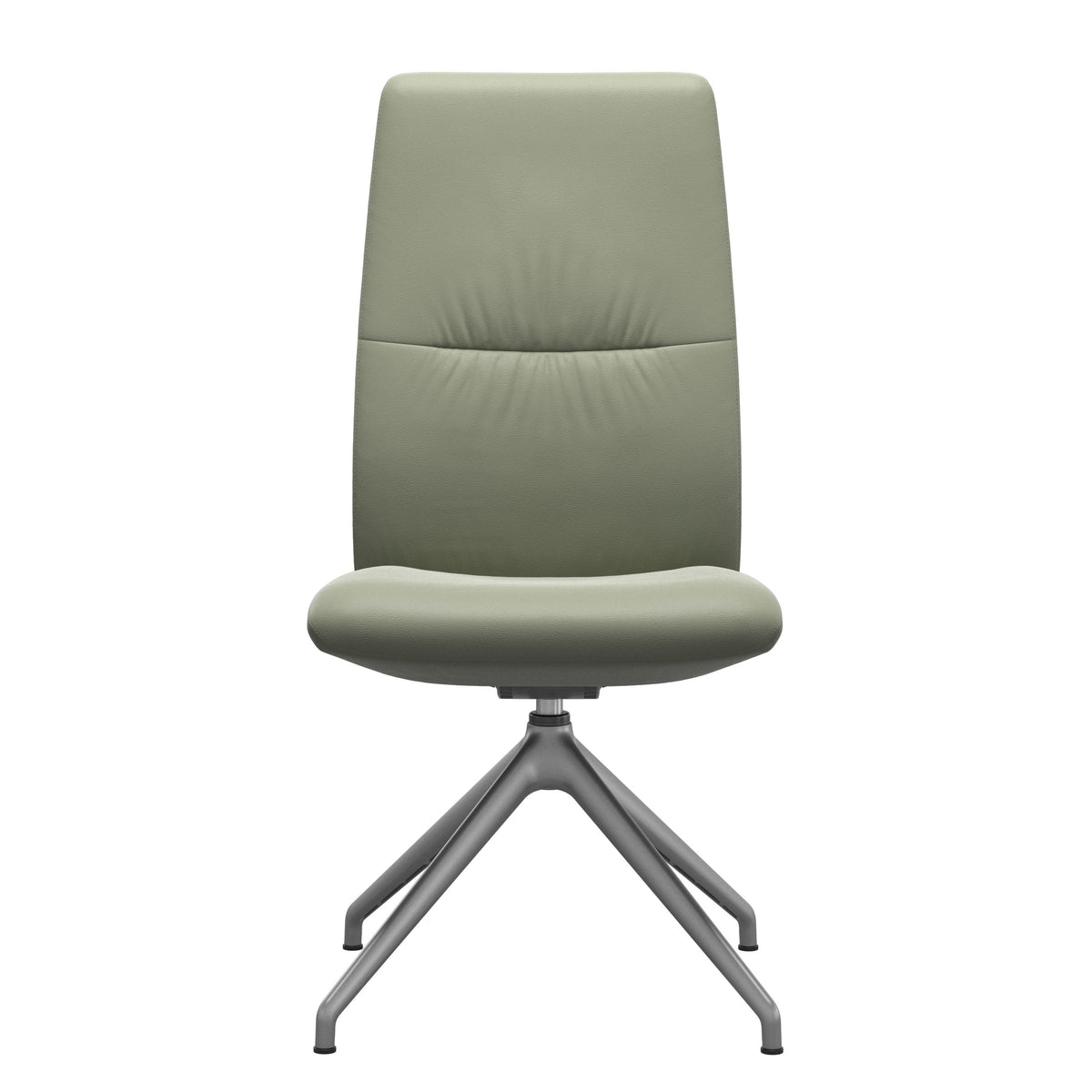 Stressless Mint High Back Dining Chair – D350 - Without Arms - Paloma Shadow Green - Satin Silver base