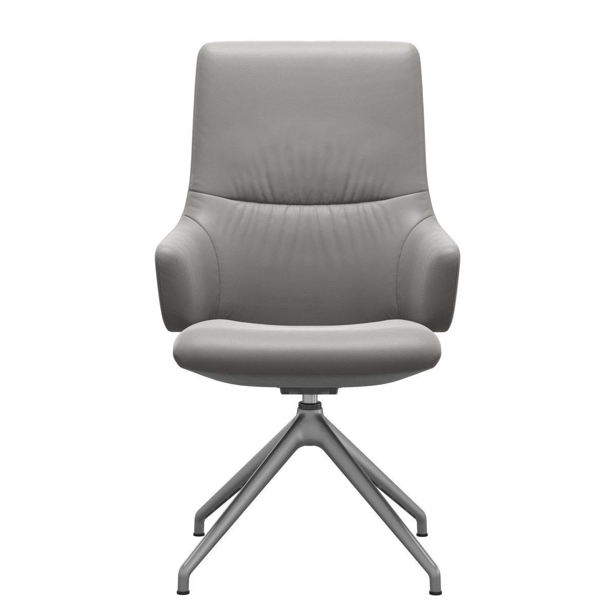 Stressless Mint High Back Dining Chair – D350 - With Arms - Paloma Silver Grey - Satin Silver base
