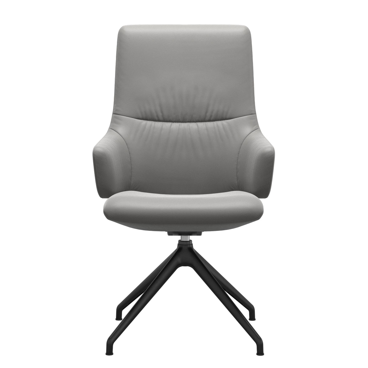 Stressless Mint High Back Dining Chair – D350 - With Arms - Paloma Silver Grey - Matte Black base