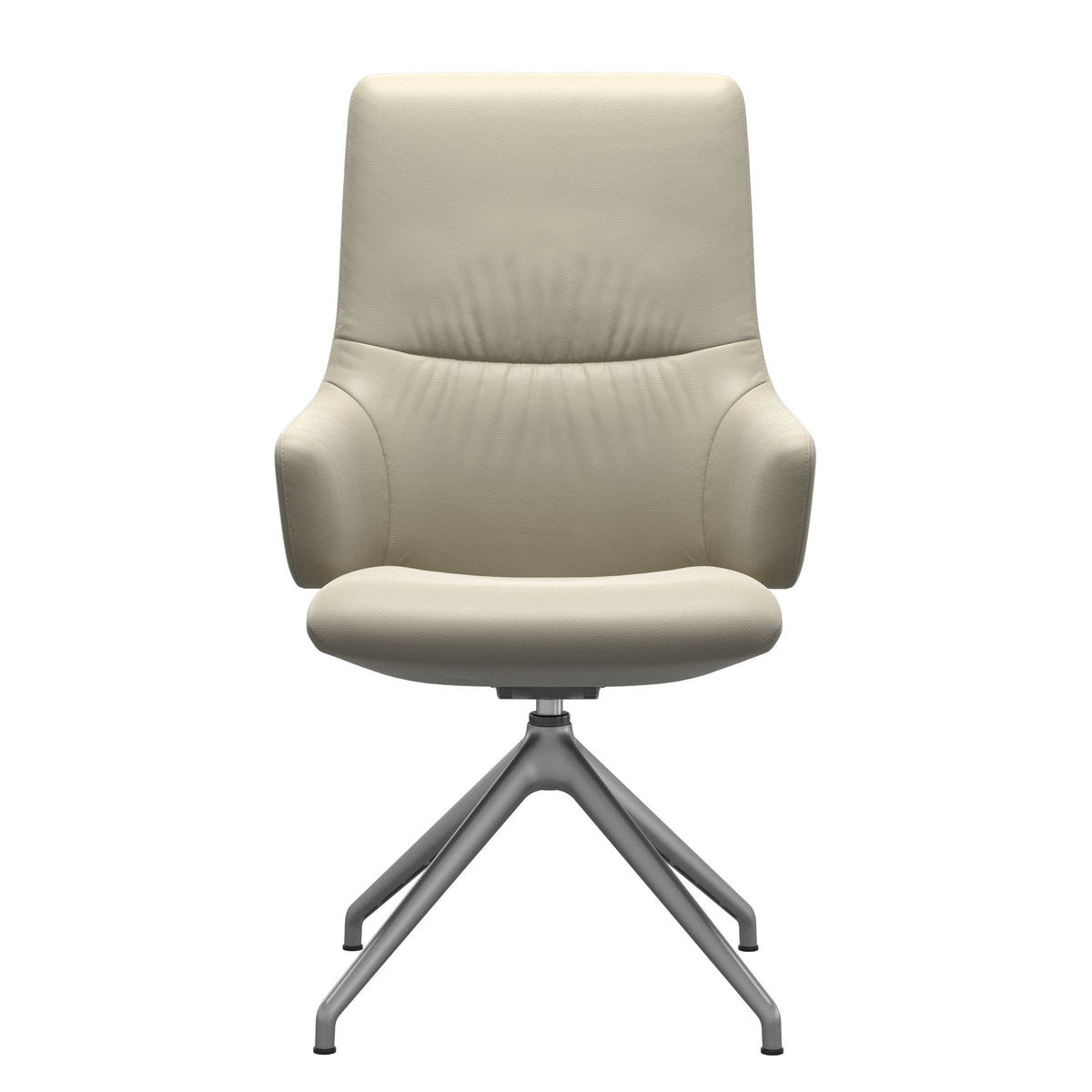 Stressless Mint High Back Dining Chair – D350 - With Arms - Paloma Light Grey - Satin Silver base