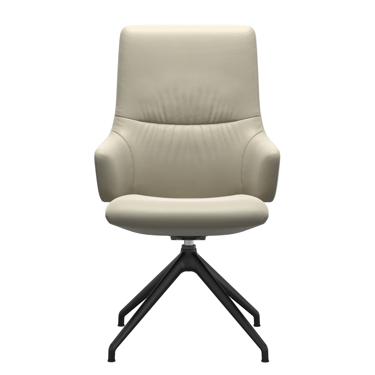 Stressless Mint High Back Dining Chair – D350 - With Arms - Paloma Light Grey - Matte Black base