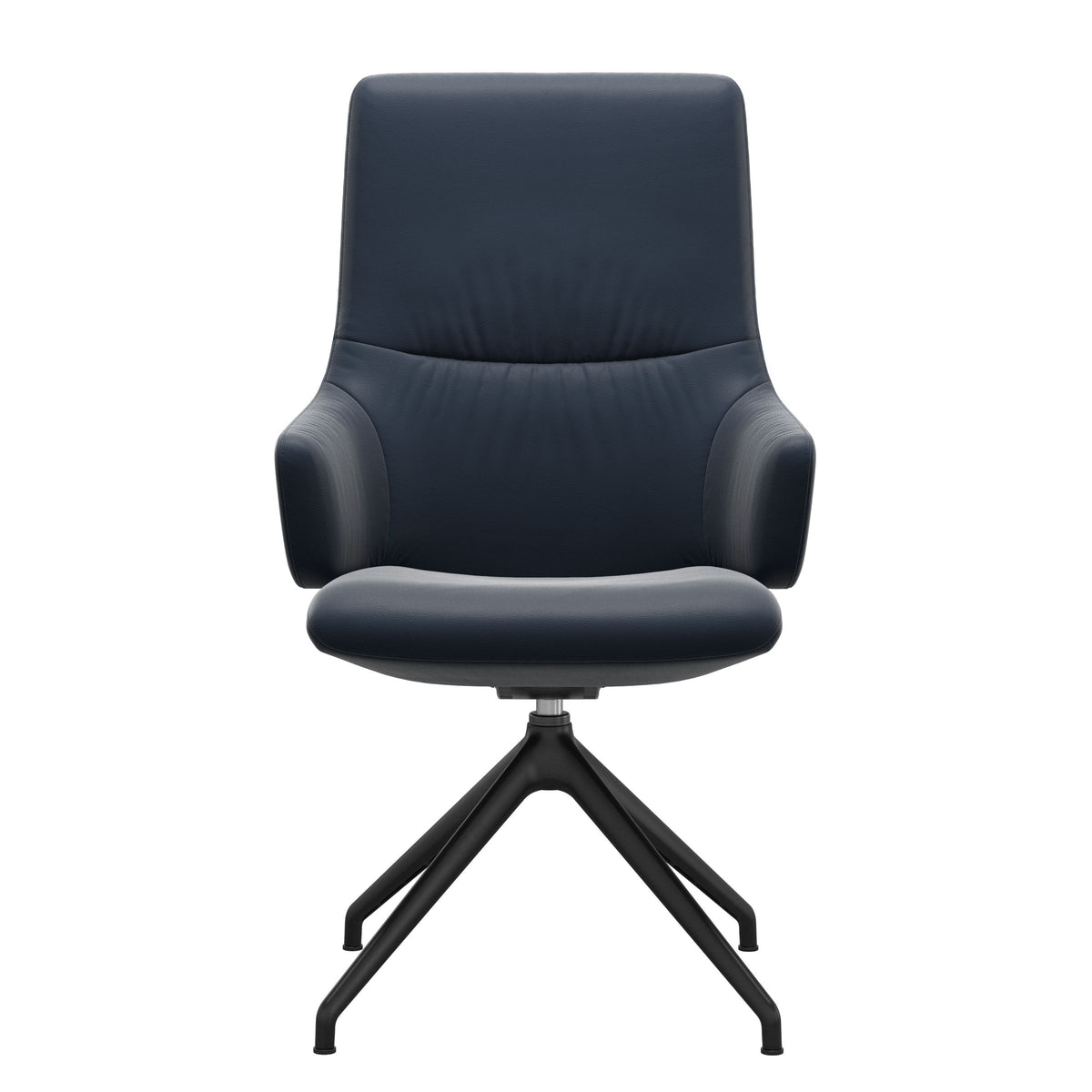Stressless Mint High Back Dining Chair – D350 - With Arms - Paloma Oxford Blue - Matte Black base