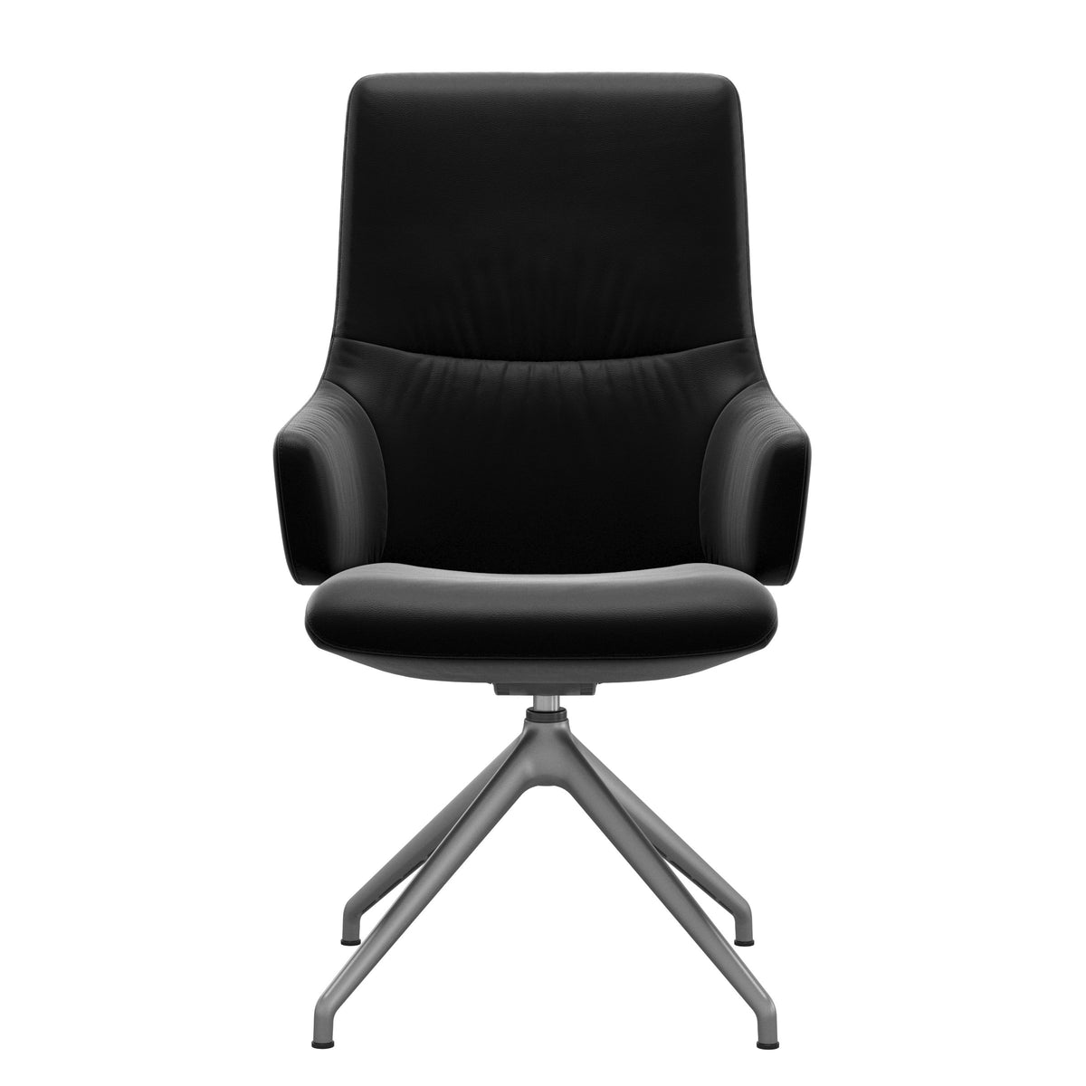 Stressless Mint High Back Dining Chair – D350 - With Arms - Paloma Black - Satin Silver base