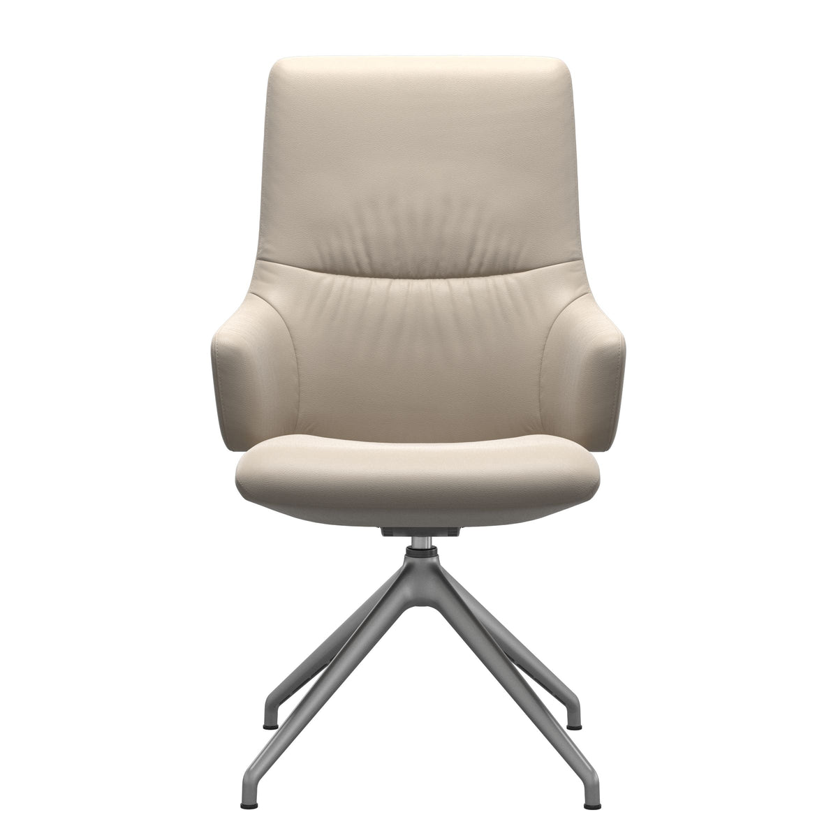 Stressless Mint High Back Dining Chair – D350 - With Arms - Paloma Fog - Satin Silver base