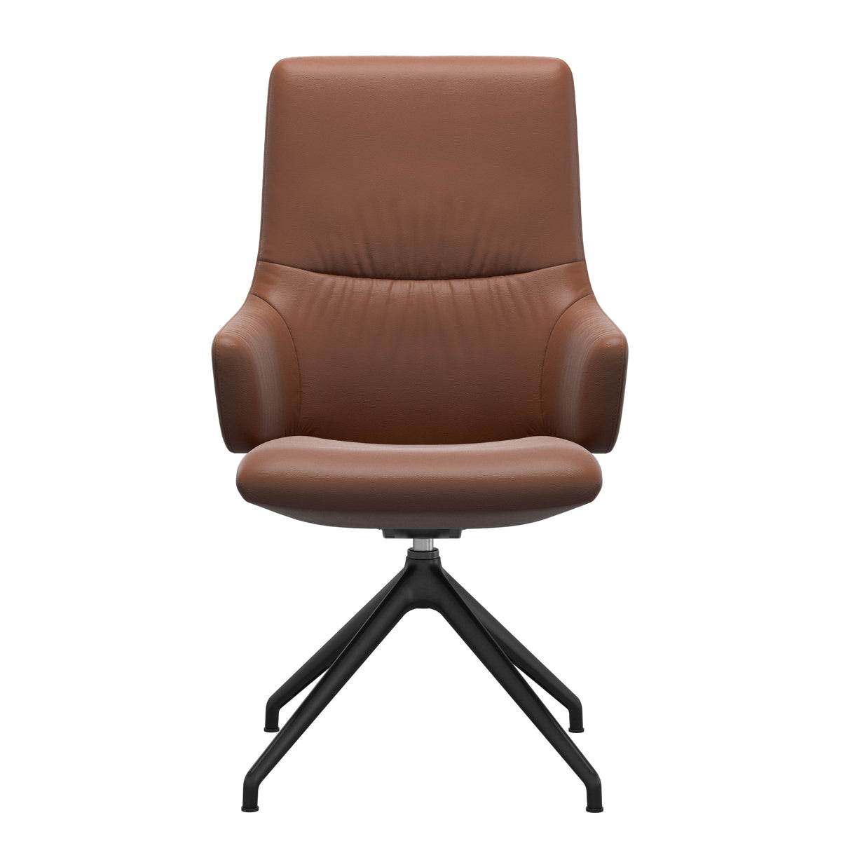 Stressless Mint High Back Dining Chair – D350 - With Arms - Paloma New Cognac - Matte Black base
