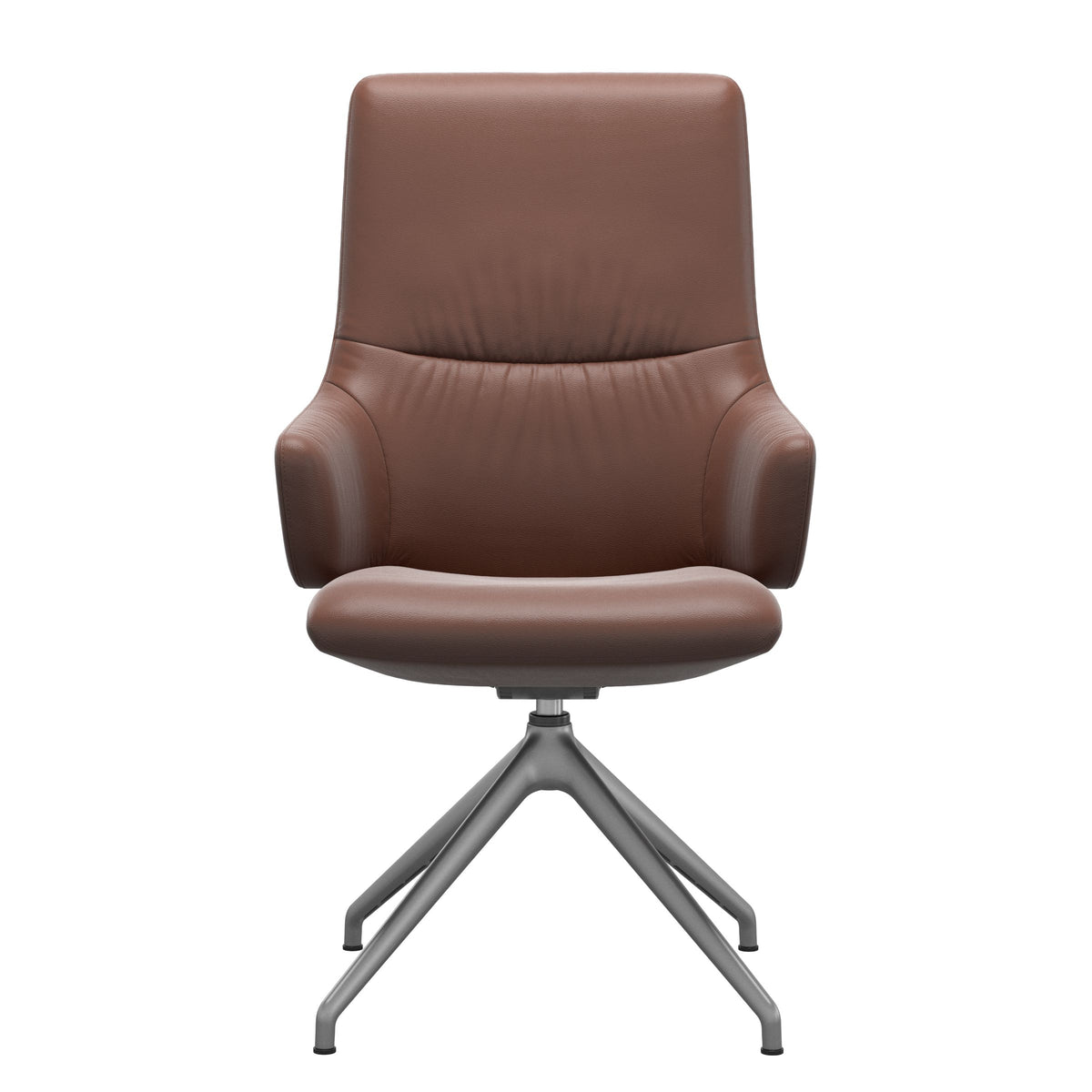 Stressless Mint High Back Dining Chair – D350 - With Arms - Paloma Copper - Satin Silver base