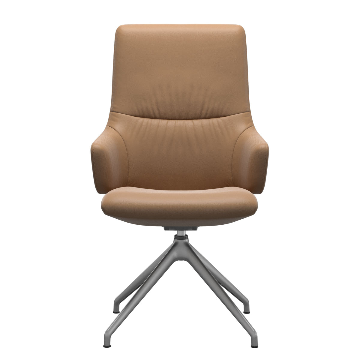 Stressless Mint High Back Dining Chair – D350 - With Arms - Paloma Taupe - Satin Silver base