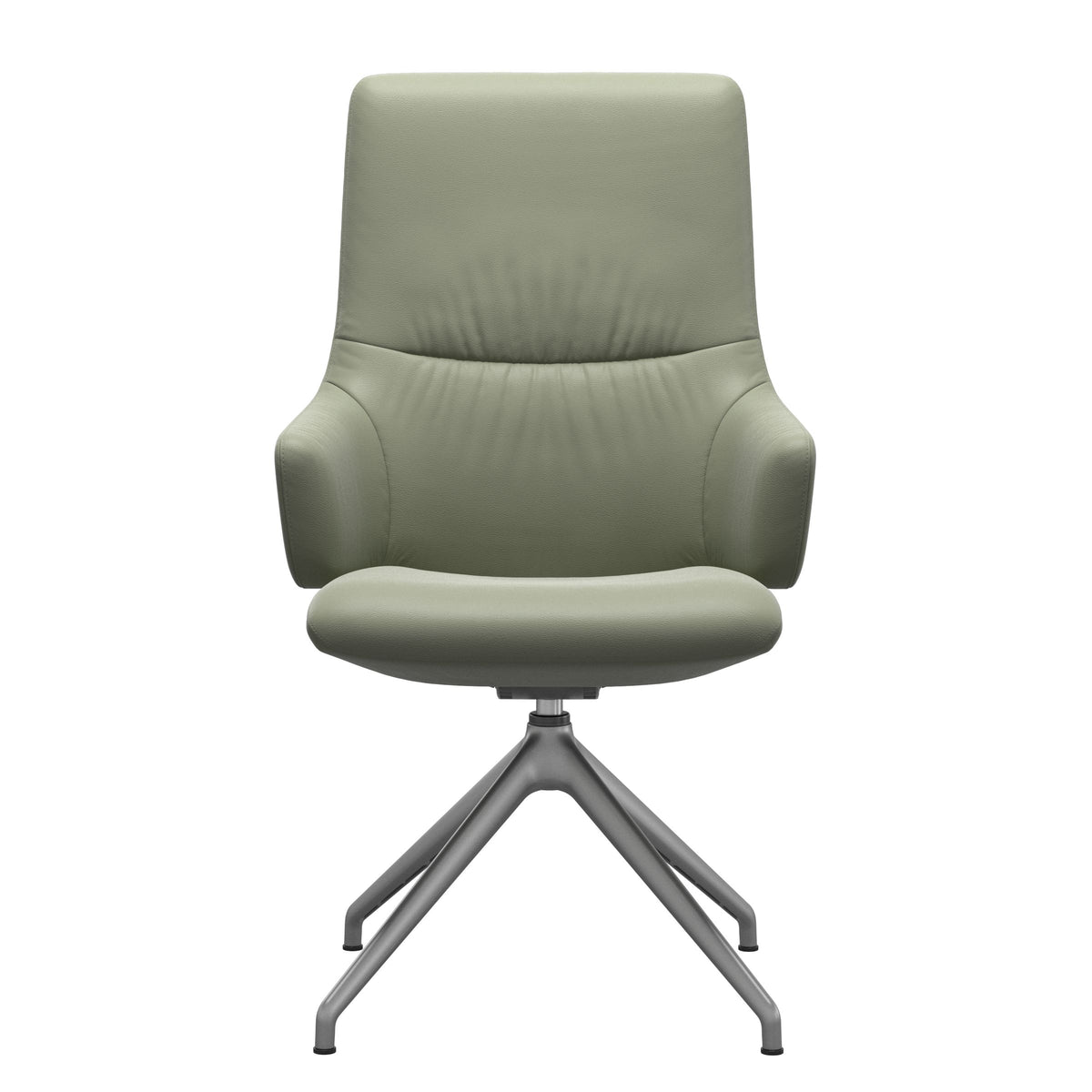 Stressless Mint High Back Dining Chair – D350 - With Arms - Paloma Shadow Green - Satin Silver base