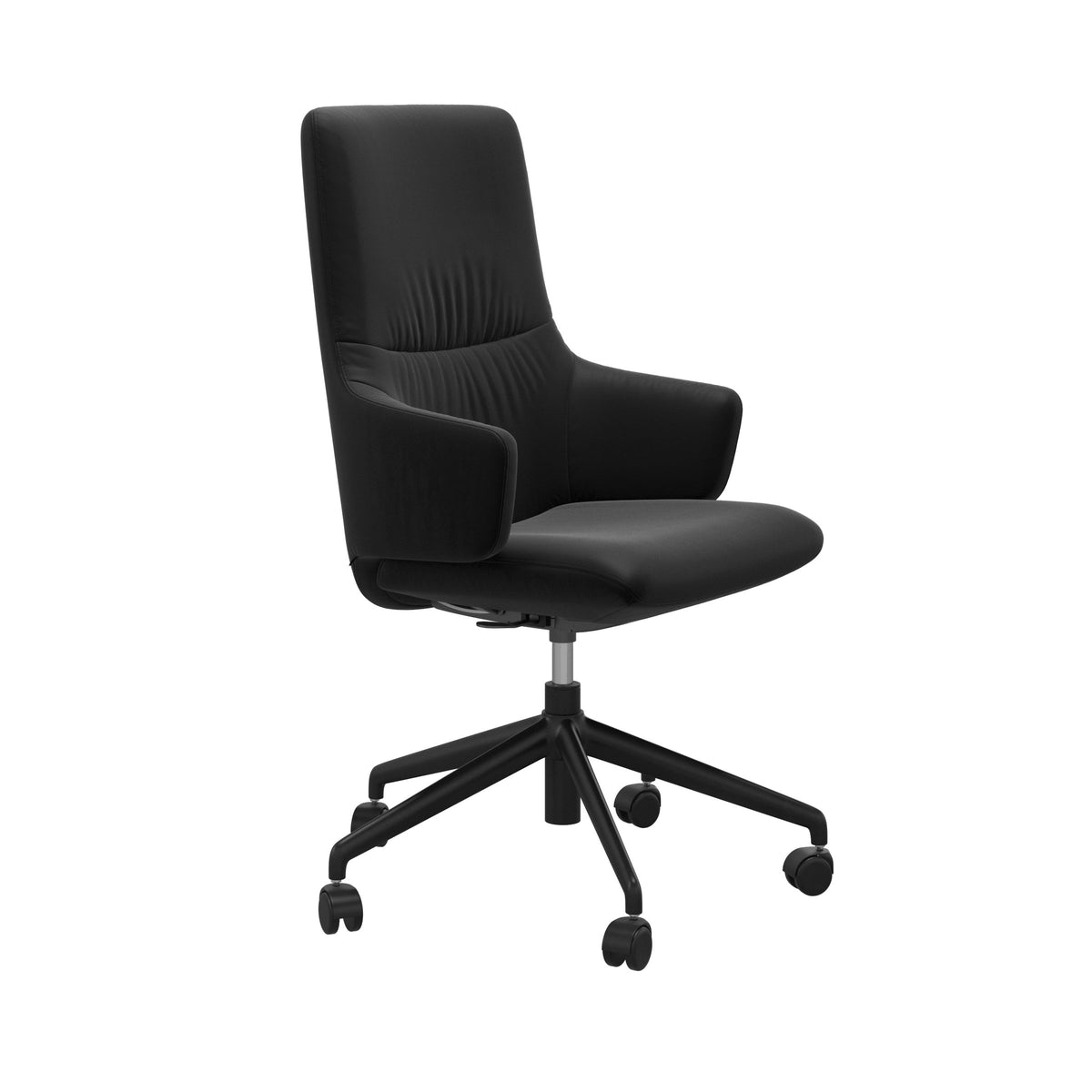 Stressless Mint High Back Home Office Chair - With Arms - Paloma Black - Matte Black base