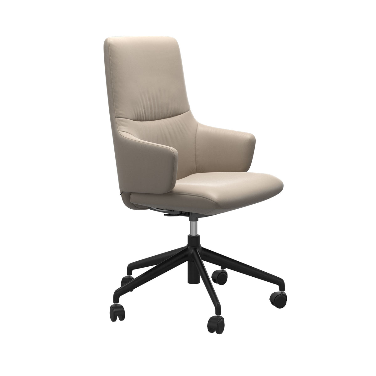 Stressless Mint High Back Home Office Chair - With Arms - Paloma Mushroom - Matte Black base