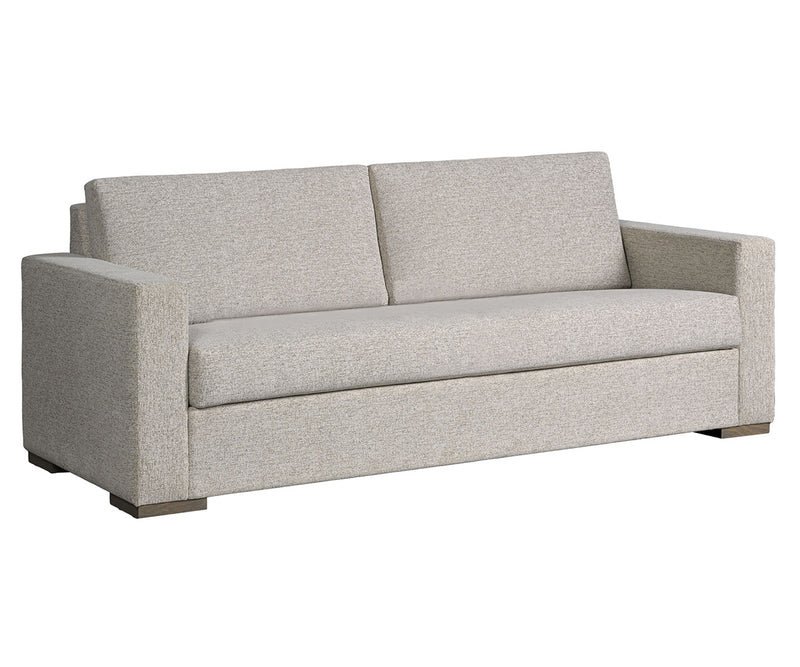 Gray sofa on a white background with only one cushion seat.