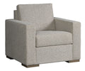 Gray upholstered armchair on a white background
