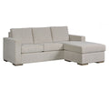Beige sofa with chaise on a white background
