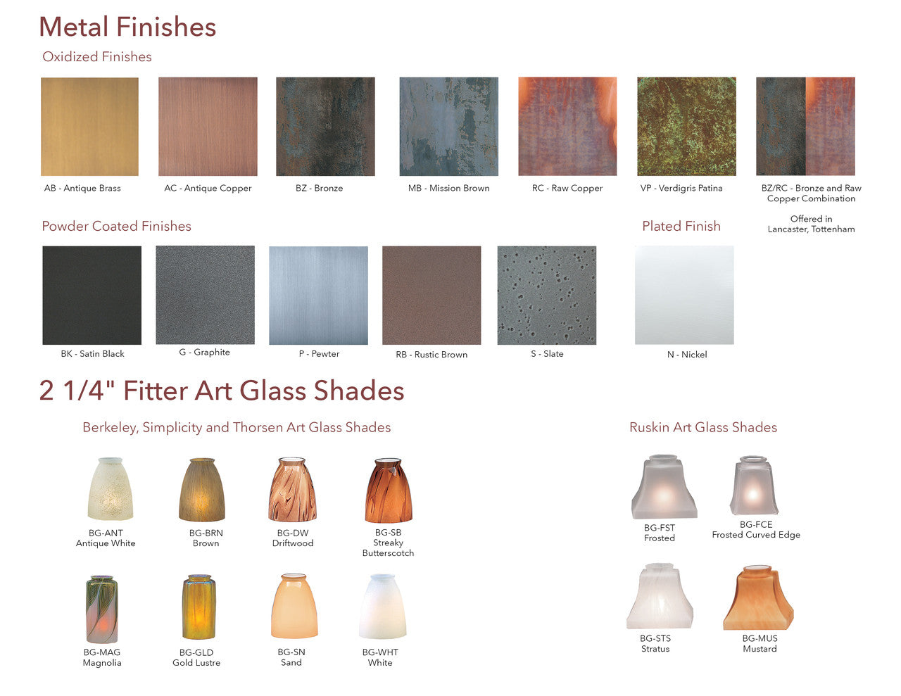 Metal and Glass Options