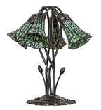 16" High Stained Glass Pond Lily 5 Light Table Lamp