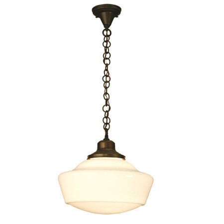 16" Wide Revival Schoolhouse Pendant w/Traditional Globe